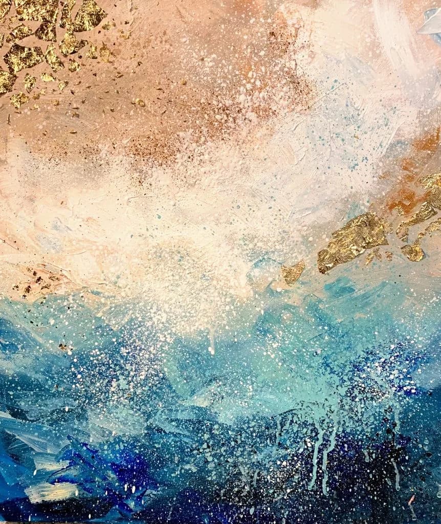 淡い波の金箔抽象画 /u